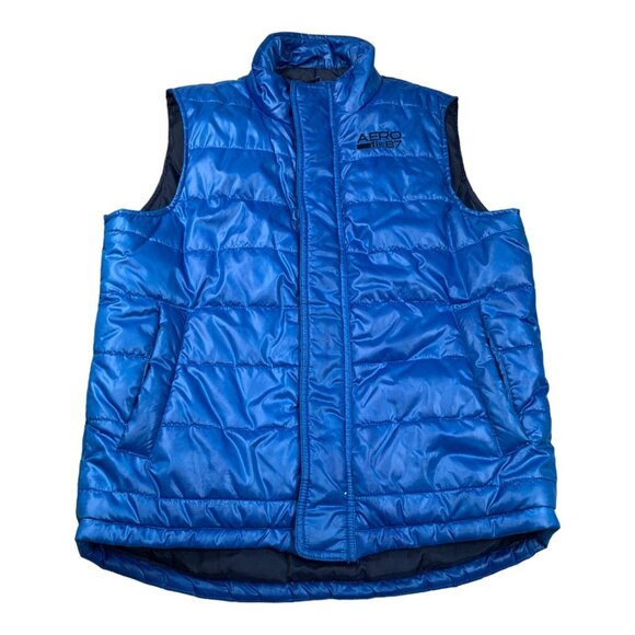 Aéropostale Other - Aeropostale Puffer Vest Mens Medium Blue Quilted Full Zip Lightweight Puffer Y2K